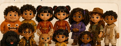Concept image of Champex character dolls and plush animal friends